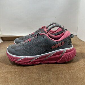 Hoka One One Clifton 2 Women's Size 7.5 Running Shoes Pink Grey